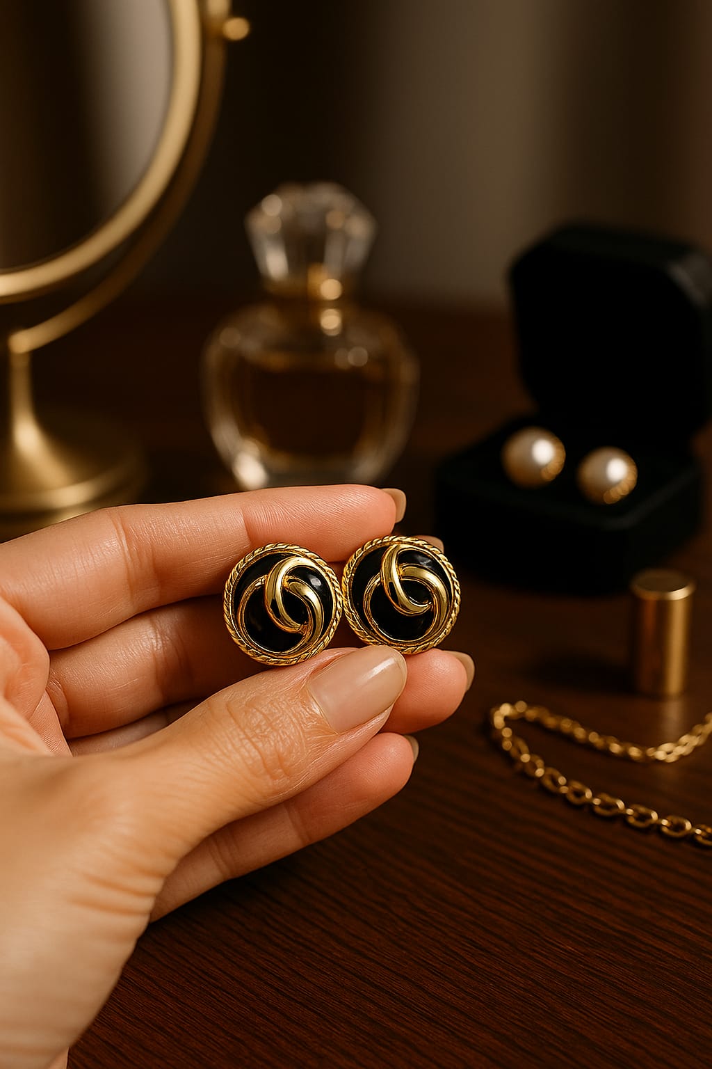 Luxe Pearl Emblem Studs — She Blooms Exclusive