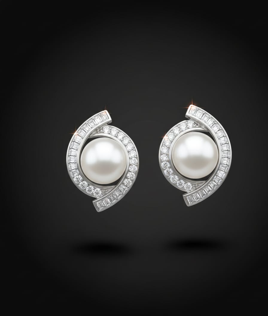 Luxe Pearl Bow Stud Earrings