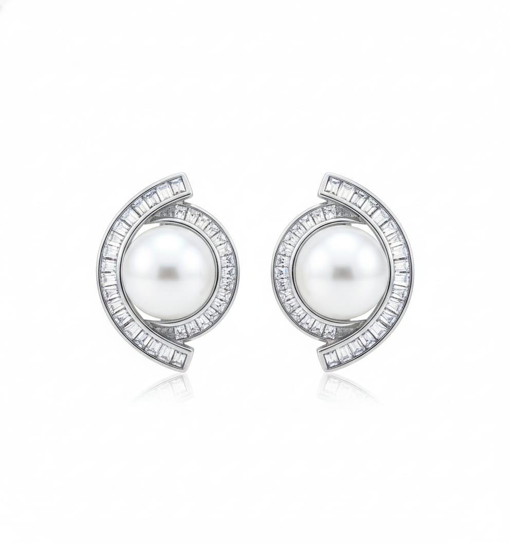Luxe Pearl Bow Stud Earrings