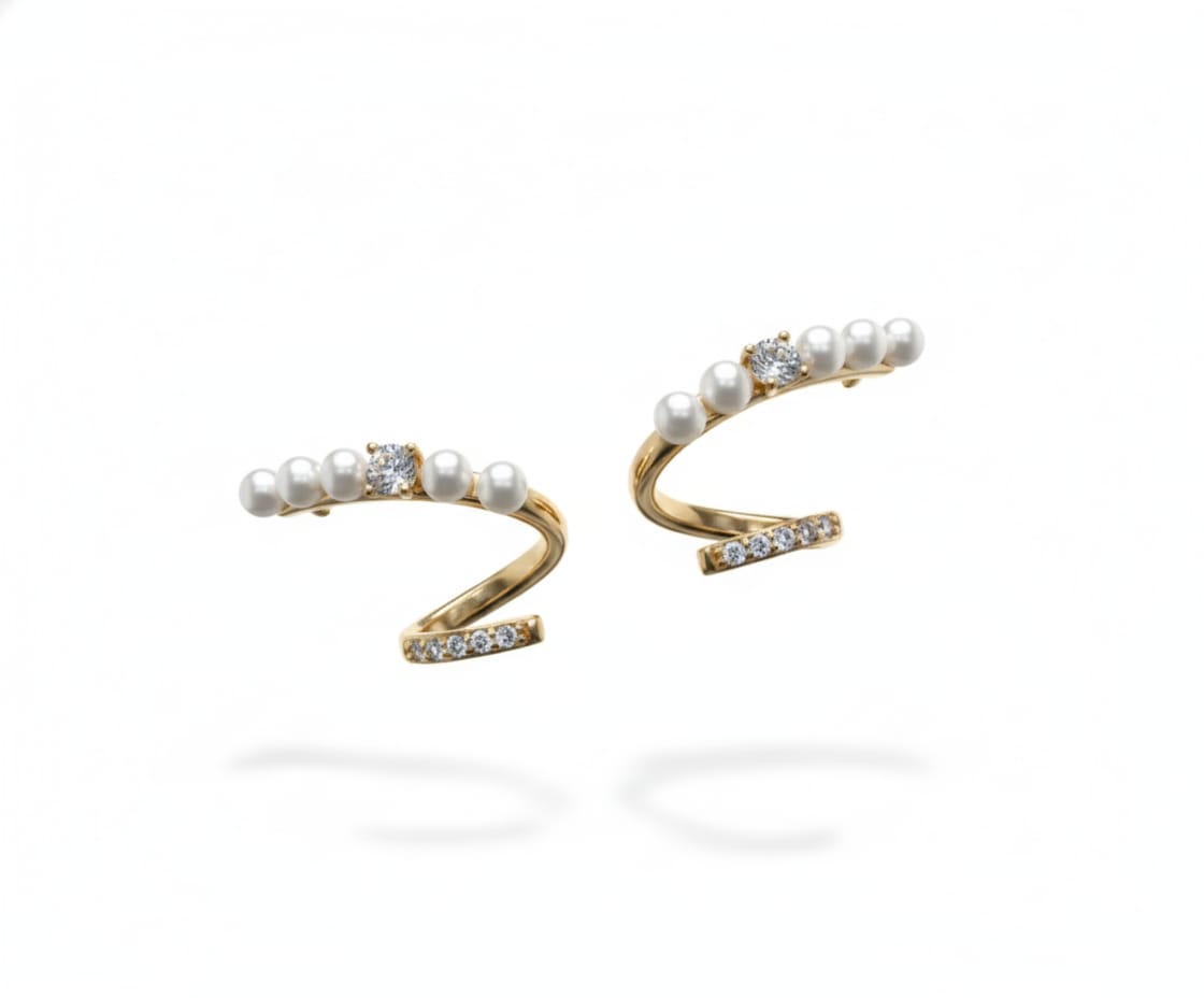 Elegant Pearl Swirl Earrings