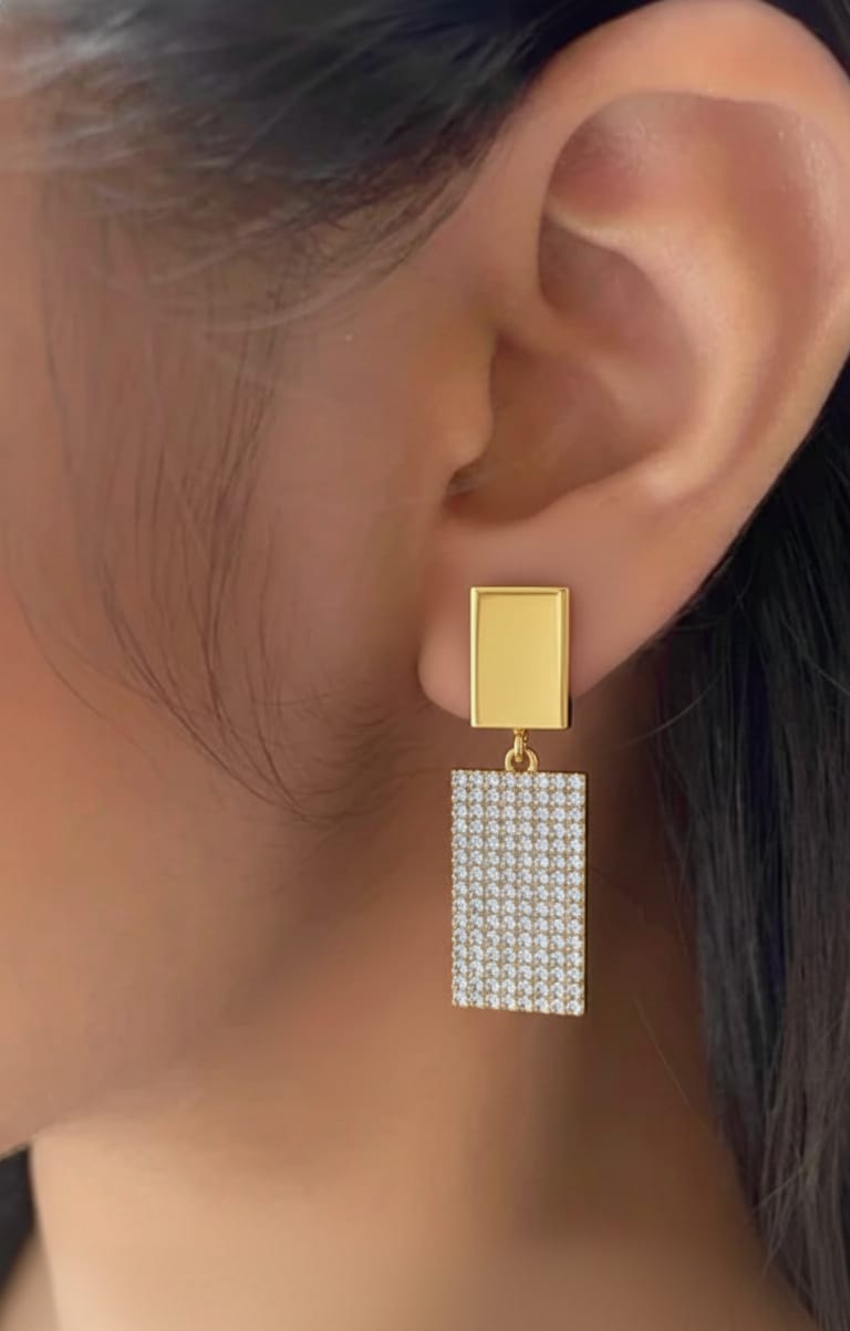 Luxury Geometric Crystal Drop Earrings