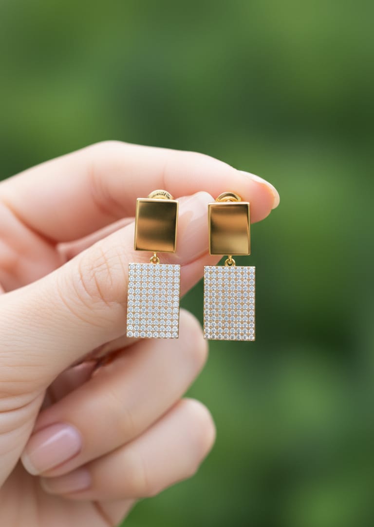 Luxury Geometric Crystal Drop Earrings