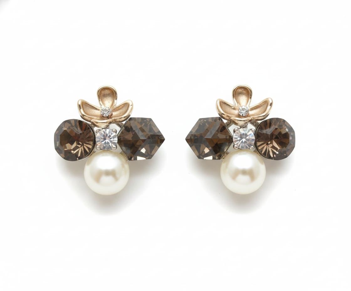Elegant Floral Pearl Cluster Studs