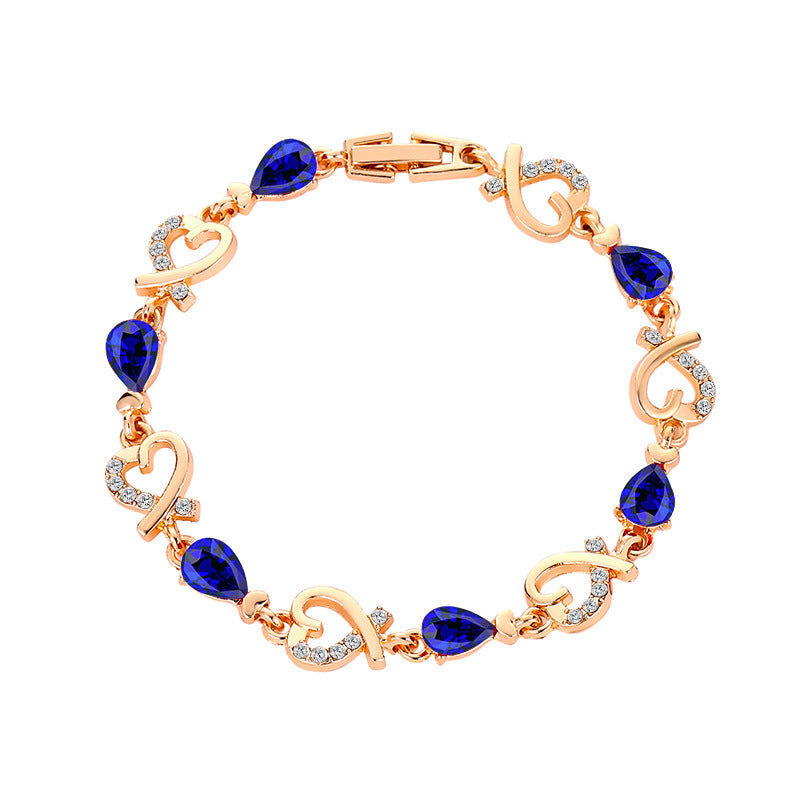 Hollow Love Bracelet With Rhinestones Fashion Temperament Heart-shaped Bracelet