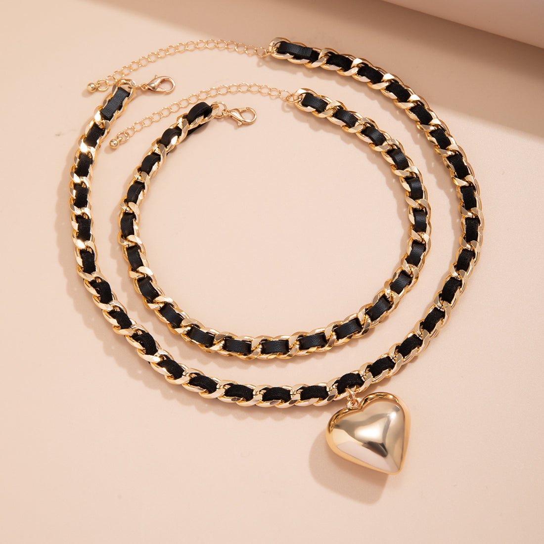 Big Love Double-layer Chains Design Necklace Women Street Punk Style
