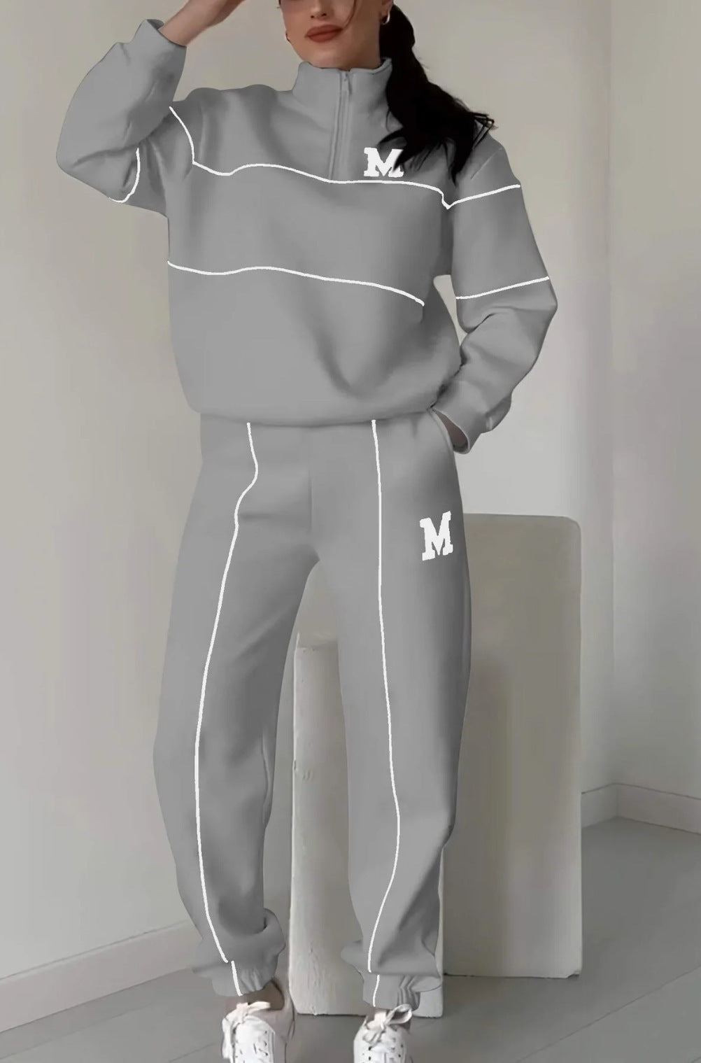 Womens 2 Piece Outfits Lounge Hoodless Pullover Sweatshirt Sweatsuit
