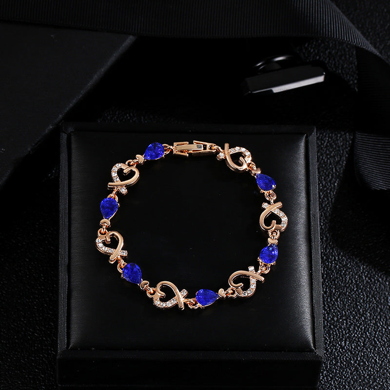 Hollow Love Bracelet With Rhinestones Fashion Temperament Heart-shaped Bracelet