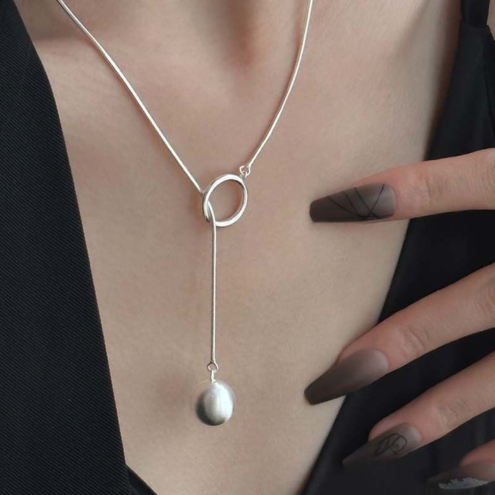Ins Round Ball Ring Long Necklace Fashion Personality Temperament