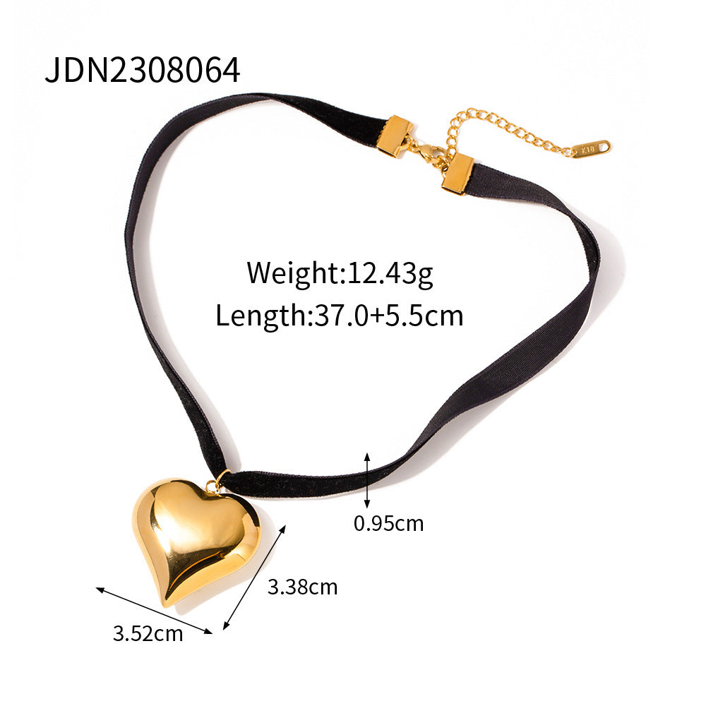 Gold Plated Stainless Steel Smooth Love Heart Necklace Series