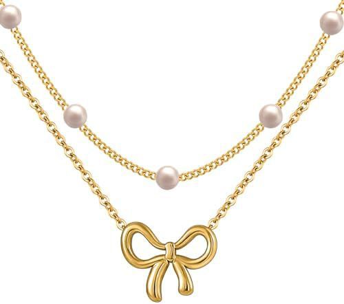 Simple Pearl Double Layer Choker Fashion Gold Color Necklaces