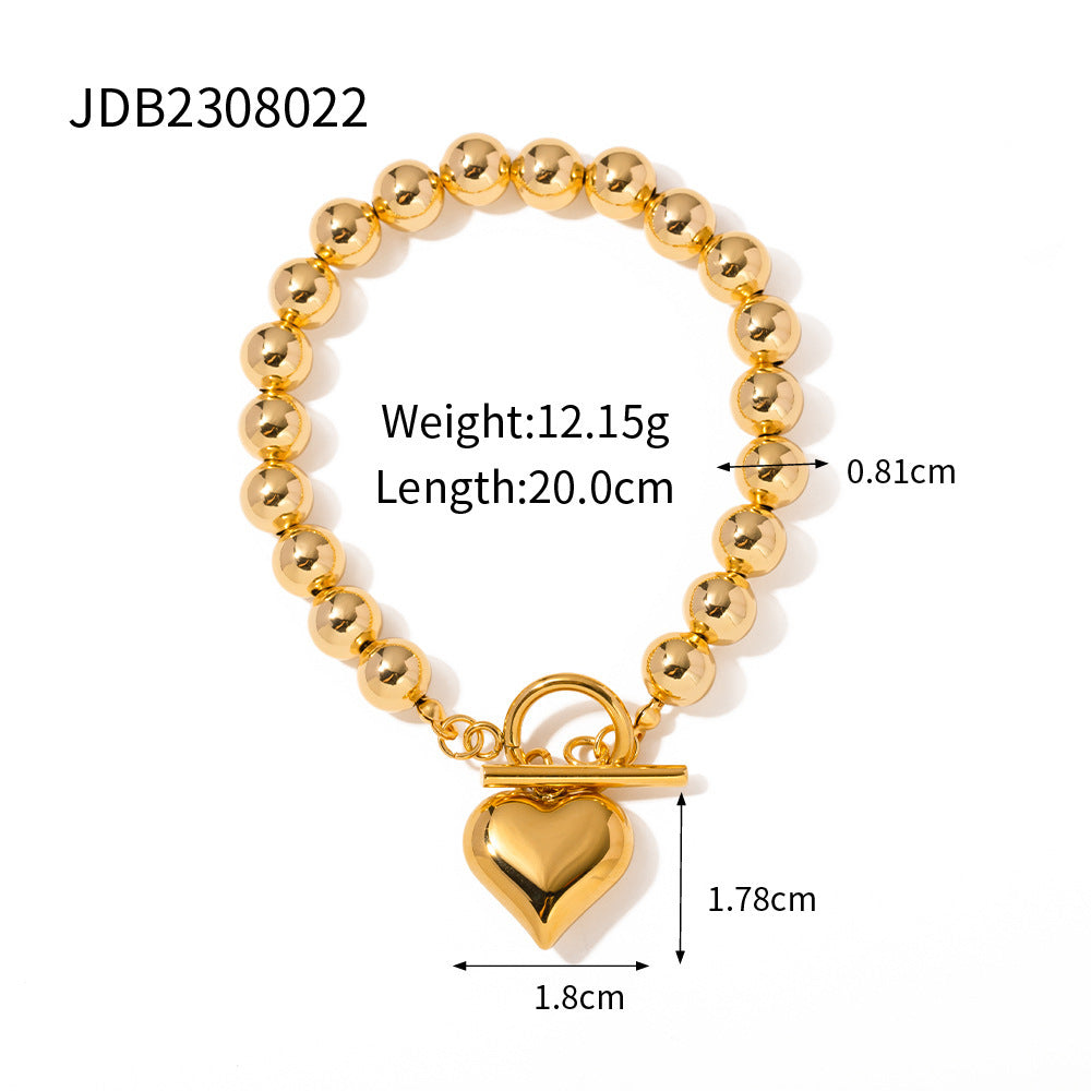 Gold Plated Stainless Steel Smooth Love Heart Necklace Series