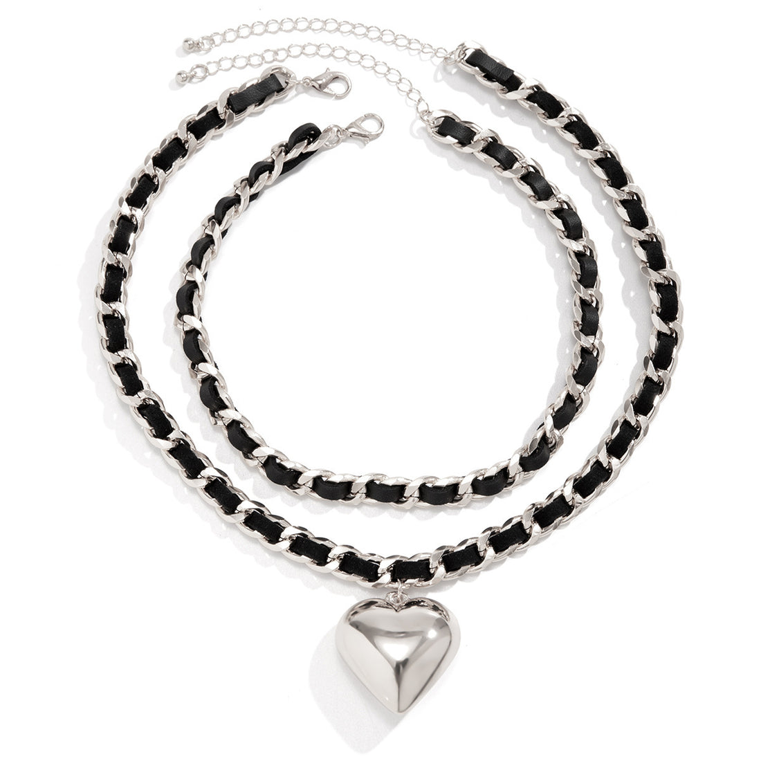 Big Love Double-layer Chains Design Necklace Women Street Punk Style