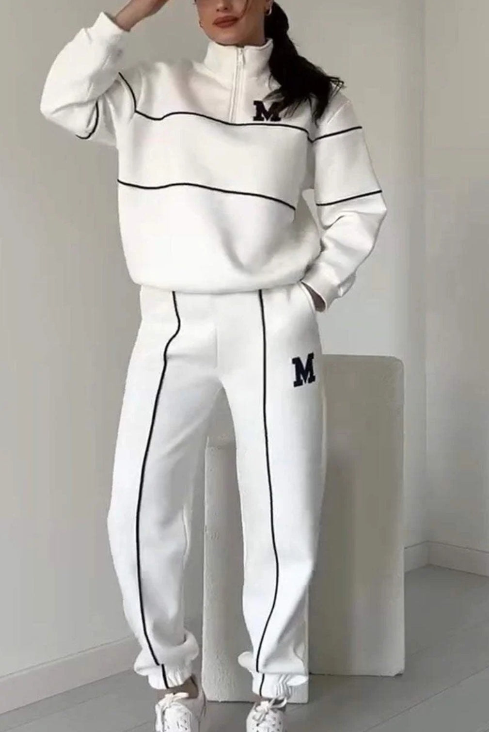 Womens 2 Piece Outfits Lounge Hoodless Pullover Sweatshirt Sweatsuit