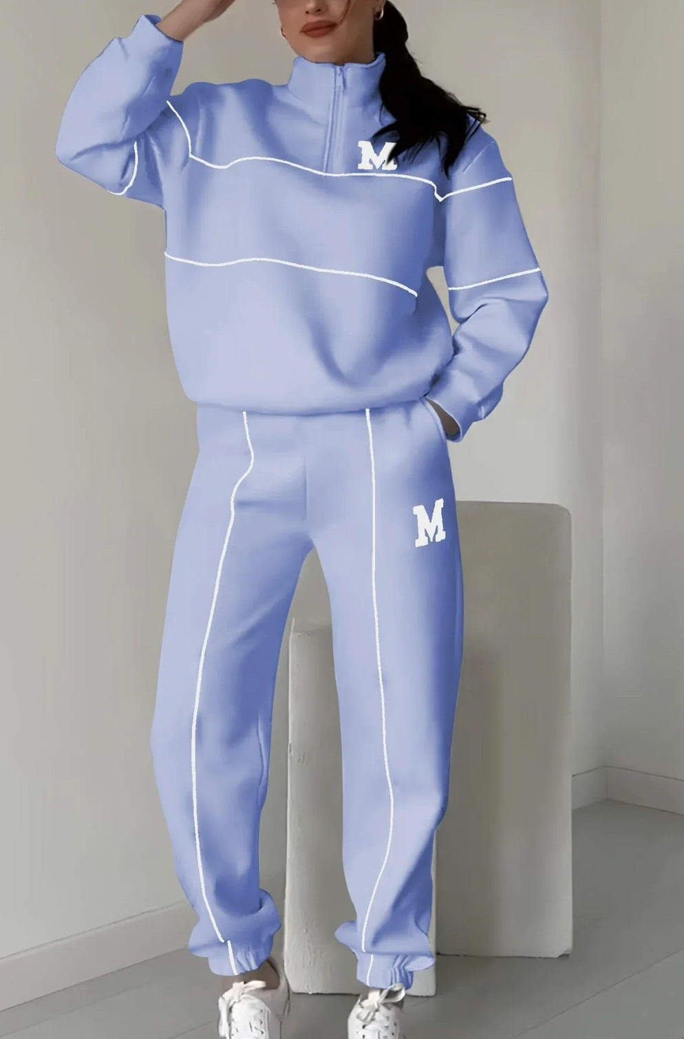 Womens 2 Piece Outfits Lounge Hoodless Pullover Sweatshirt Sweatsuit