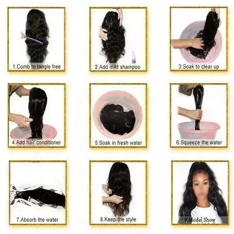 Women Full Wig Brazilian Remy Human Hair Body Wave Lace Front Human Hair Wigs UK