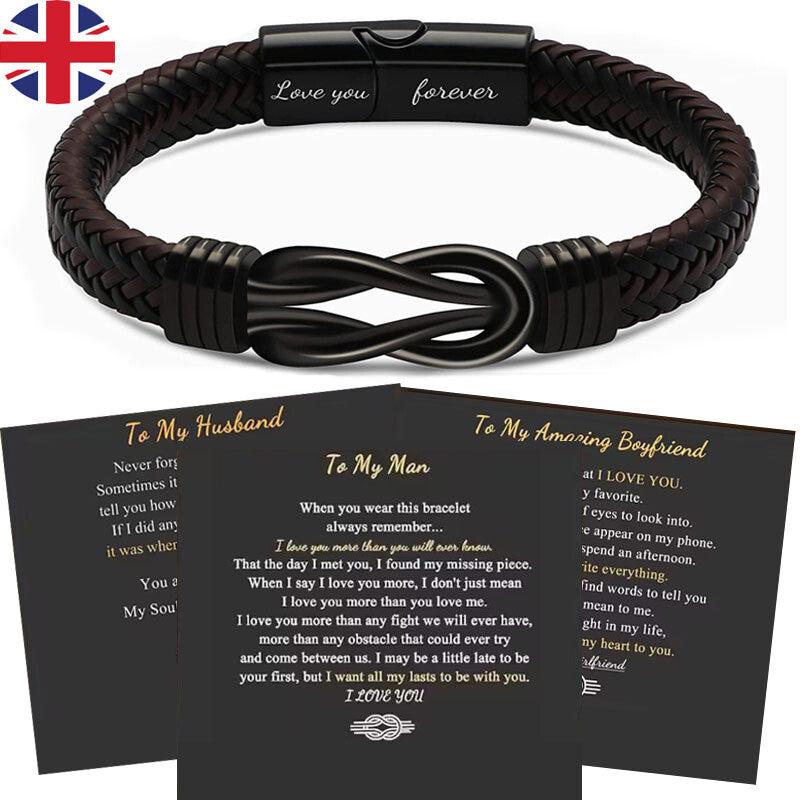To My Dad/Son/Husband/Man/Love You Forever Leather Braided Bracelet Wristband UK