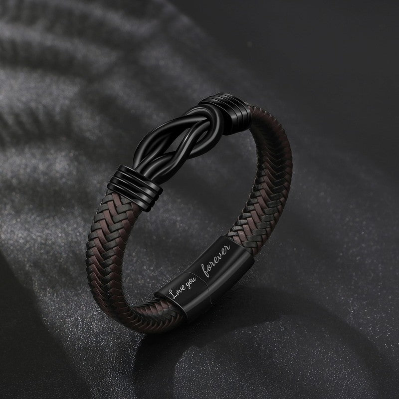 To My Dad/Son/Husband/Man/Love You Forever Leather Braided Bracelet Wristband UK