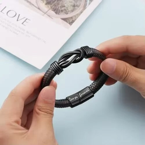 To My Dad/Son/Husband/Man/Love You Forever Leather Braided Bracelet Wristband UK