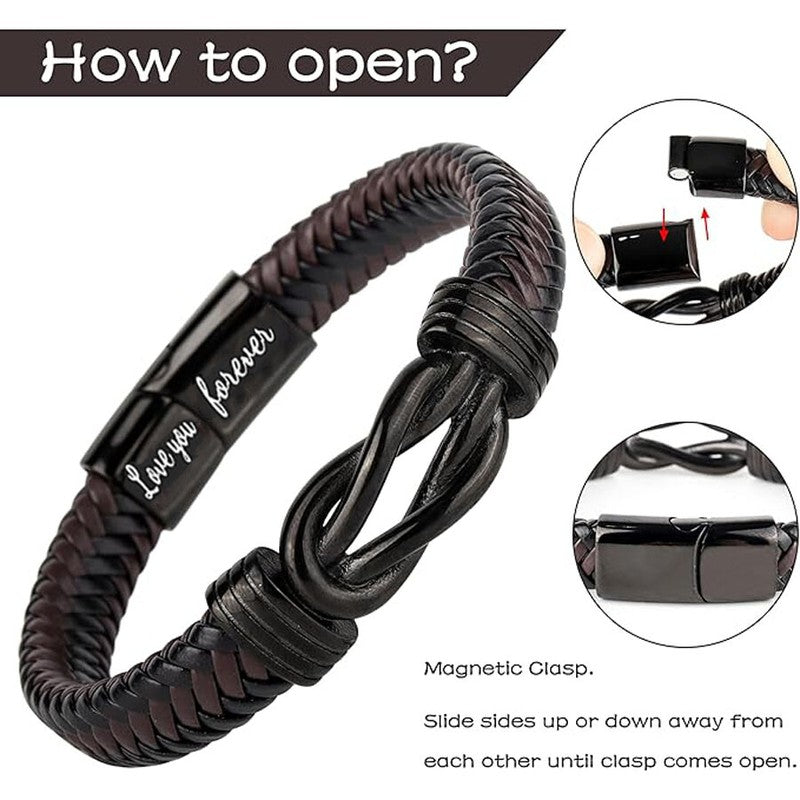 To My Dad/Son/Husband/Man/Love You Forever Leather Braided Bracelet Wristband UK