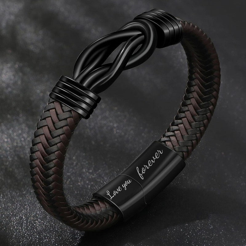 To My Dad/Son/Husband/Man/Love You Forever Leather Braided Bracelet Wristband UK