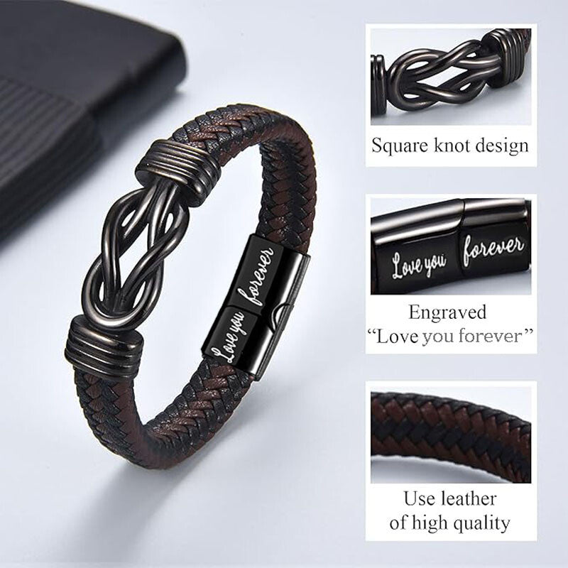 To My Dad/Son/Husband/Man/Love You Forever Leather Braided Bracelet Wristband UK