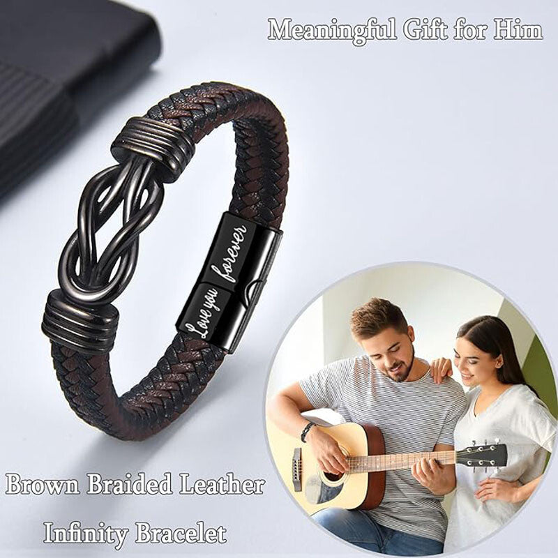 To My Dad/Son/Husband/Man/Love You Forever Leather Braided Bracelet Wristband UK