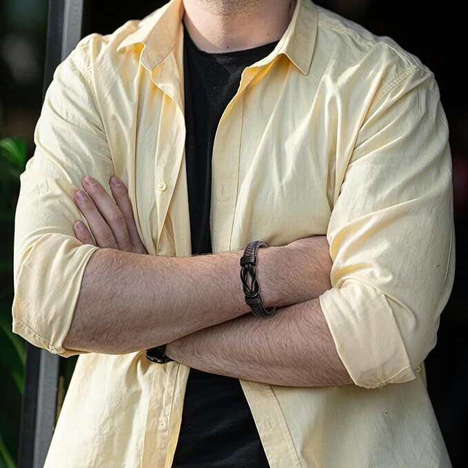 To My Dad/Son/Husband/Man/Love You Forever Leather Braided Bracelet Wristband UK